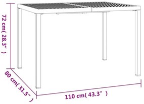 vidaXL Záhradný stôl antracitový 110x80x72 cm oceľ-