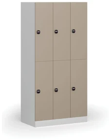 Šatníková skrinka s úložnými boxmi, 6 boxov, 1850 x 900 x 500 mm, zámok s čítačkou RFID kariet, béžové dvere