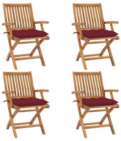 Skladacie záhradné stoličky s podložkami 4 ks tíkový masív 3072747