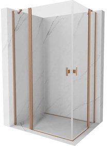 Mexen, Mexen Mist Duo výklopný sprchový kút 115 x 70 cm, transparentný, brúsená meď - 8A4-115-070-65-00