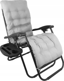 CH Záhradné skladacie relaxačné kreslo s vankúšom Zero IV - sivá