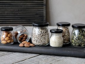 Set 3ks sklenená dóza s čiernym viečkom - Ø 6*8 / Ø5*7/ Ø4*6 cm