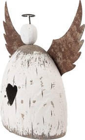 Dekorácia drevená figúrka anjel so srdiečkom Angel Rustic L - 19*6*21 cm