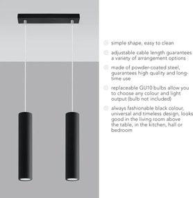 Čierne kovové závesné svietidlo Castro – Sollux