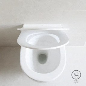 Erga Erga, závesný set pod omietku Laveo Akan + závesná WC misa Lily+ s toaletným sedadlom z duroplastu + splachovacie tlačidlo, biela lesklá, ERG-SETLAVLILYWHGF