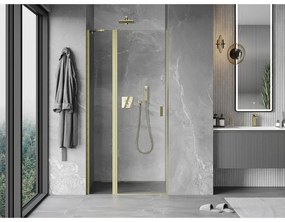Mexen MIST, 1-krídlové sprchové dvere (1d+1s) 95x200 cm, 6mm číre sklo, zlatý matný profil, 8A4-095-000-55-00