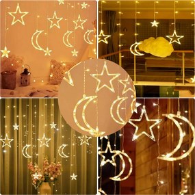 Dekoračná LED girlanda HVIEZDY A MESIACA - 2,5 m - teplá biela