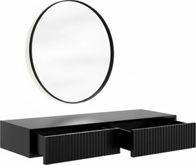 Závesný toaletný stolík Nicole so zrkadlom 60 cm - čierny mat / čierna