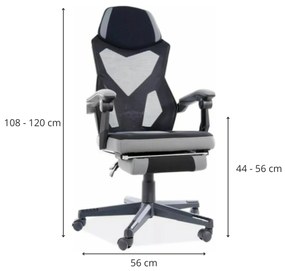 Kancelářská židle Reva černá/šedá