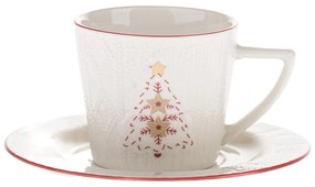 Biela porcelánová šálka s vianočným motívom 110 ml Xmas Tree – Dakls