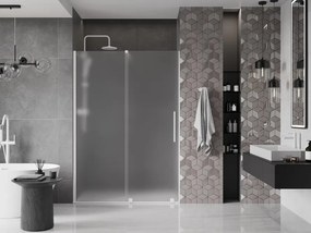 Mexen Velar, posuvné sprchové dvere do otvoru 140 cm, 8mm sklo námraza, biela matná, 871-140-000-31-20