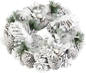 Veniec MagicHome Vianoce, adventný, biely, 32 cm