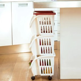 BAMA Regál pojazdný TIDY, biela a hnedá