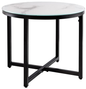 Dizajnový odkladací stolík Latrisha 50 cm biely - vzor mramor