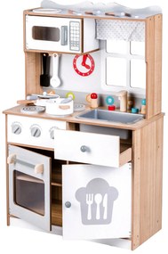 Drevená kuchynka ECOTOYS s 16 dielmi a zvukom