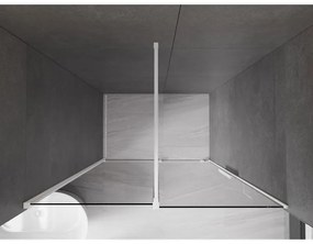 Mexen Velar, posuvné sprchové dvere do otvoru 140 cm, 8mm šedé sklo, biela matná, 871-140-000-41-20