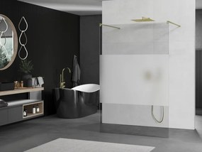 Mexen Kioto, sprchová zástena Walk-In 100 x 200 cm, 8mm číre sklo-námraza, zlatý matný profil, 800-100-002-55-35