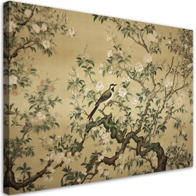 Gario Obraz na plátne Vták na strome s kvetmi Rozmery: 60 x 40 cm
