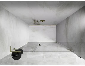 Mexen Lunar-B, L výklopné pravé sprchové dvere 140 cm, číre sklo, zlatý profil, 832SL-140-050-50-00-P
