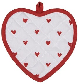 Bielo-červená chňapka - podložka so srdiečkami Love It - 20*20 cm