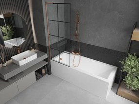Mexen Next L, 1-krídlová vaňová zástena 70 x 150 cm, 6mm číre sklo-čierny vzor, medený profil, 895-070-000-03-77-65