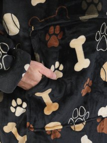 Baránková mikina mikroplyš – Psie labky čiernej veľkosť L