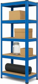 Regál 180x90x40 cm lakovaný 5-policový, nosnosť 875 kg - modrý