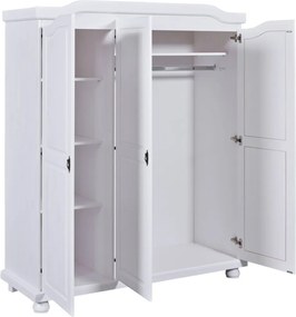 Šatníková skriňa Bastian, bielená borovica