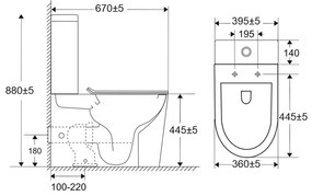 Mereo Mereo, WC kombi, vyvýšené, vario odpad, kapotované, Smart Flush RIMLESS, keramické, vr. sedátka, MER-VSD92T1