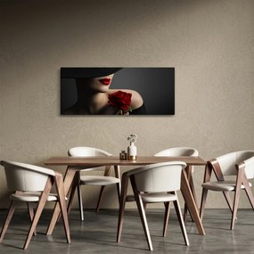 Obraz - Žena s ružou (120x50 cm)