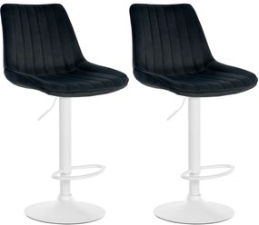 2x Barová stolička Toni - zamat, biely rám Čierna
