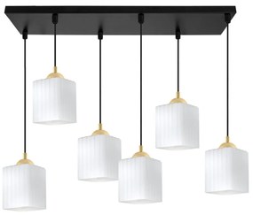 Závesné svietidlo Riffle Square, 6x biele sklenené tienidlo, b/g