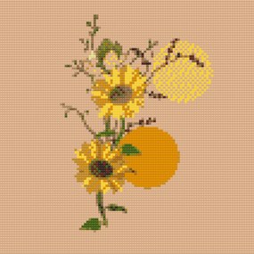 Gario Diamantové maľovanie Boho slnečnice Rozmery: 50 x 50 cm, Rámovanie: Iba zrolované plátno, Diamanty: Štvorcové