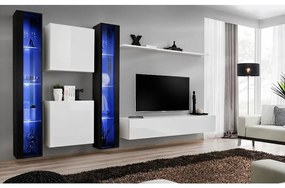 Obývacia stena Switch XVI Sklo +LED čierna/Biely