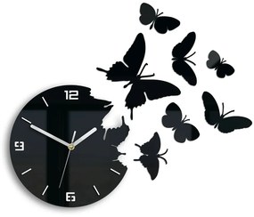 Moderné nástenné hodiny BUTTERFLIE 3D BLACK NH048