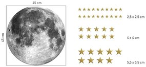 Originálna nálepka na stenu mesiac a zlaté hviezdy 45 cm