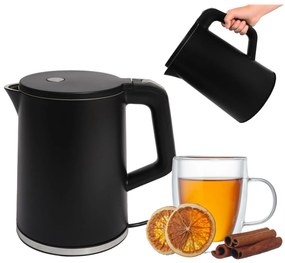 Bauerkraft Bezdrôtová cestovná rýchlovarná kanvica 1500 W 1,2 l otočná čierna