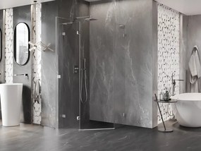 Mexen Lunar, L päťuholníkový sprchový kút naklápací doľava 100 x 100 cm, 8mm číre sklo, chrómový profil, 831L-100L-100P-01-00-L