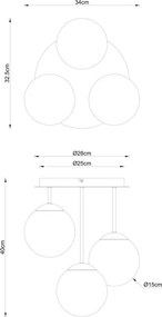 Globo 47441-3CH - Prisadený luster HARMON 3xE14/25W/230V mosadz