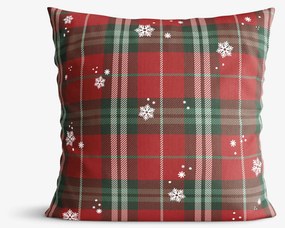 Goldea dekoračná obliečka na vankúš - červené káro s vločkami 45 x 45 cm