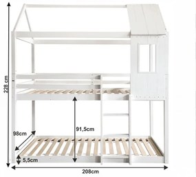 Kondela Montessori poschodová posteľ, ATRISA, biela, 90x200