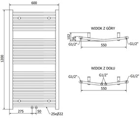 Mexen Ares, vykurovacie teleso 1200x600 mm, 490 W, chrómová, W102-1200-600-00-01