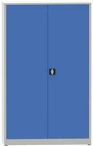 Dielenská policová skriňa na náradie KOVONA JUMBO, 4 police, zváraná, 1200 x 600 x 1950 mm, sivá / modrá
