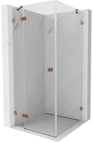 Mexen Lunar, 1-krídlový sprchový kút, ľavý, 80 x 80 cm, 8mm číre sklo, ružové zlato profil, 834-080-080-60-00-L