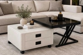 LuxuryForm DESIGN Konferenčný stolík BOLT 70 × 70 / 60 × 60 cm – biely / čierny (set 2 ks)