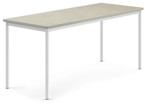 Stôl SONITUS, 1800x700x760 mm, linoleum - svetlošedá, biela