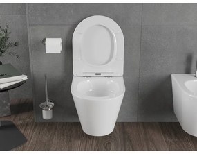 Mexen Rico, závesná WC misa 490x360x370 mm, Rimless Tornádo + WC sedadlo z duroplastu, biela lesklá, 30720400T