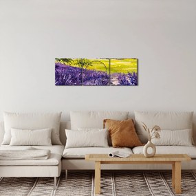 Obraz - Provance, Francúzsko, olejomaľba (s hodinami) (90x30 cm)