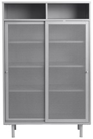 Sivá kovová skrinka s posuvnými dverami 90x140x40 cm Veep – Unique Furniture