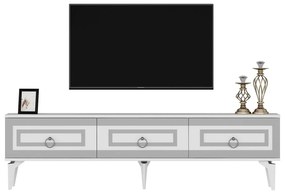 TV stolík/skrinka Pemava 2 (biela + strieborná) . Akcia -17%. Vlastná spoľahlivá doprava až k Vám domov. 1095408